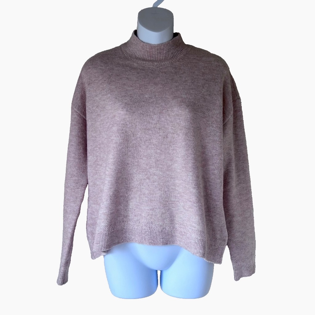 FatFace Womens Powder Pink High Neck Jumper UK 12 Textured Knit