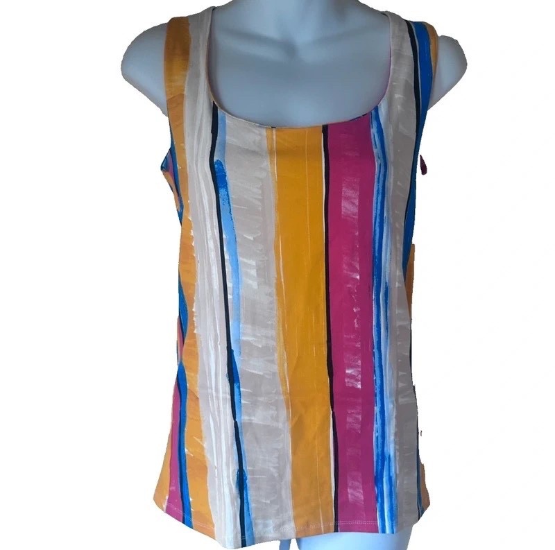 Zara Striped Summer Top, Multicoloured Size M Stretchy