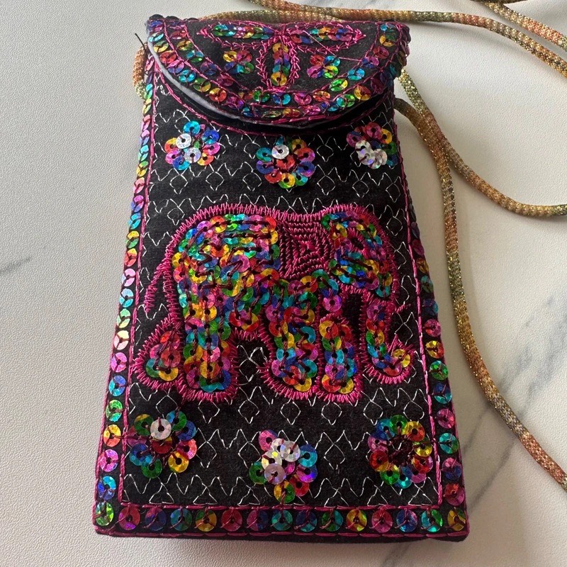 Thai Elephant Bag Sequined Kalaga Beaded Boho Festival Shoulder Pouch