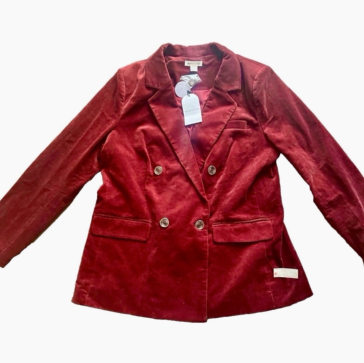 Monsoon Justine Copper Corduroy Double Breasted Tailored Blazer Jacket 16 BNWT