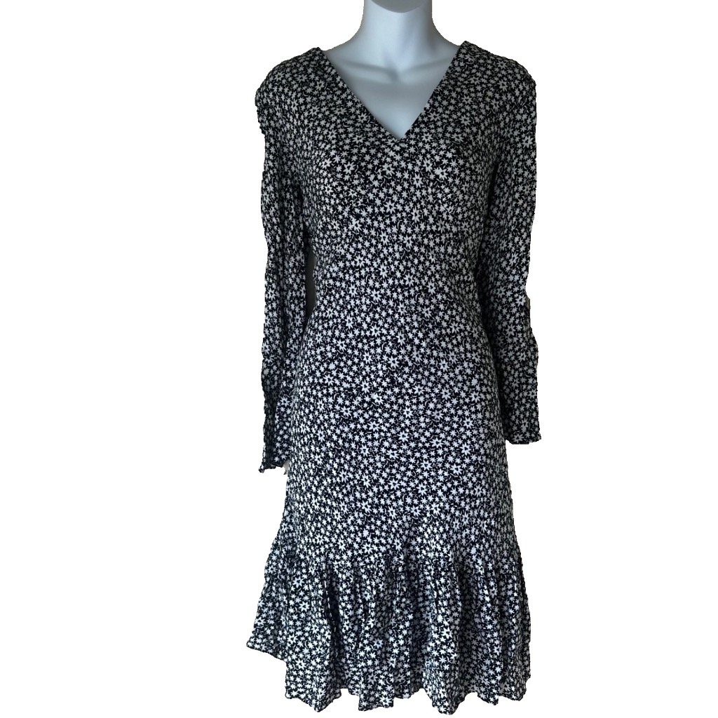 Jigsaw Black and White Floral Summer Dress Size 14