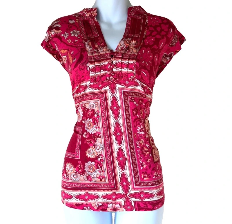 Monsoon Deanna Pink Floral Boho Cap Sleeve Top BNWT Size Small S