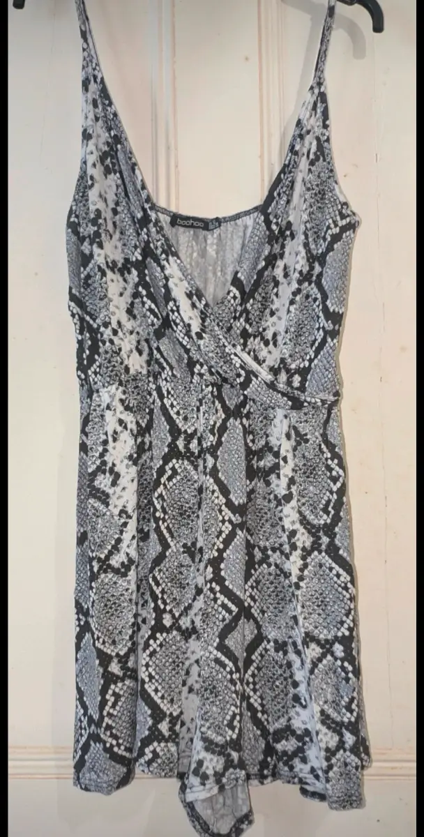 boohoo snake print playsuit