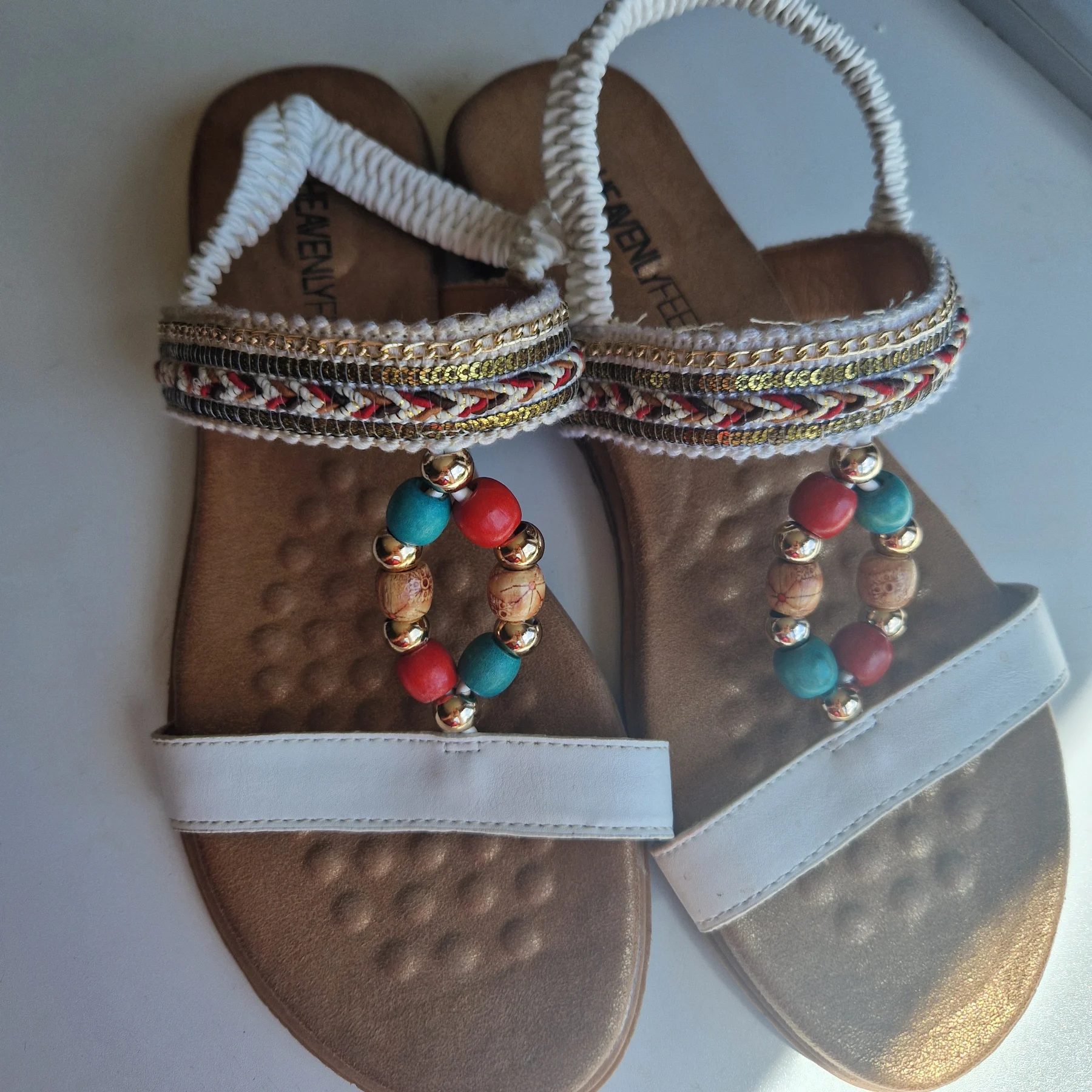 Heavenly feet white sandals womens size 40