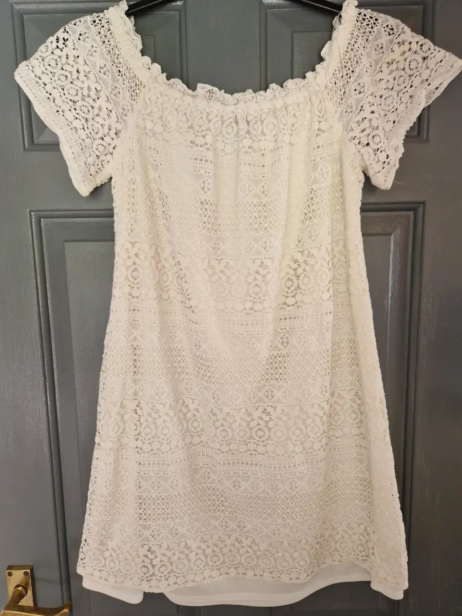White lacy off shoulder summer dress
