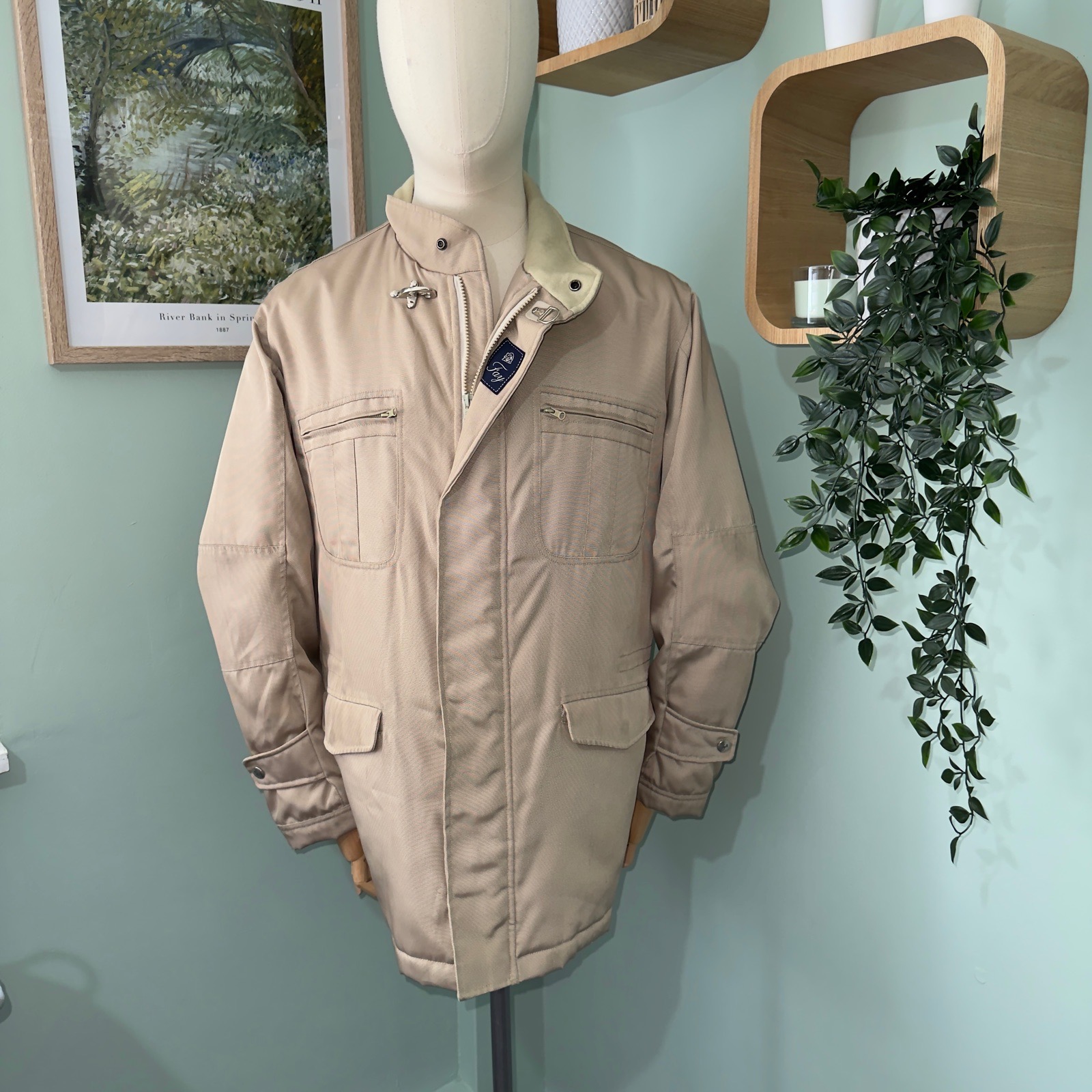 Fay Ganci Jacket Size L Metal Clasp Made in Italy Field Utility Vintage