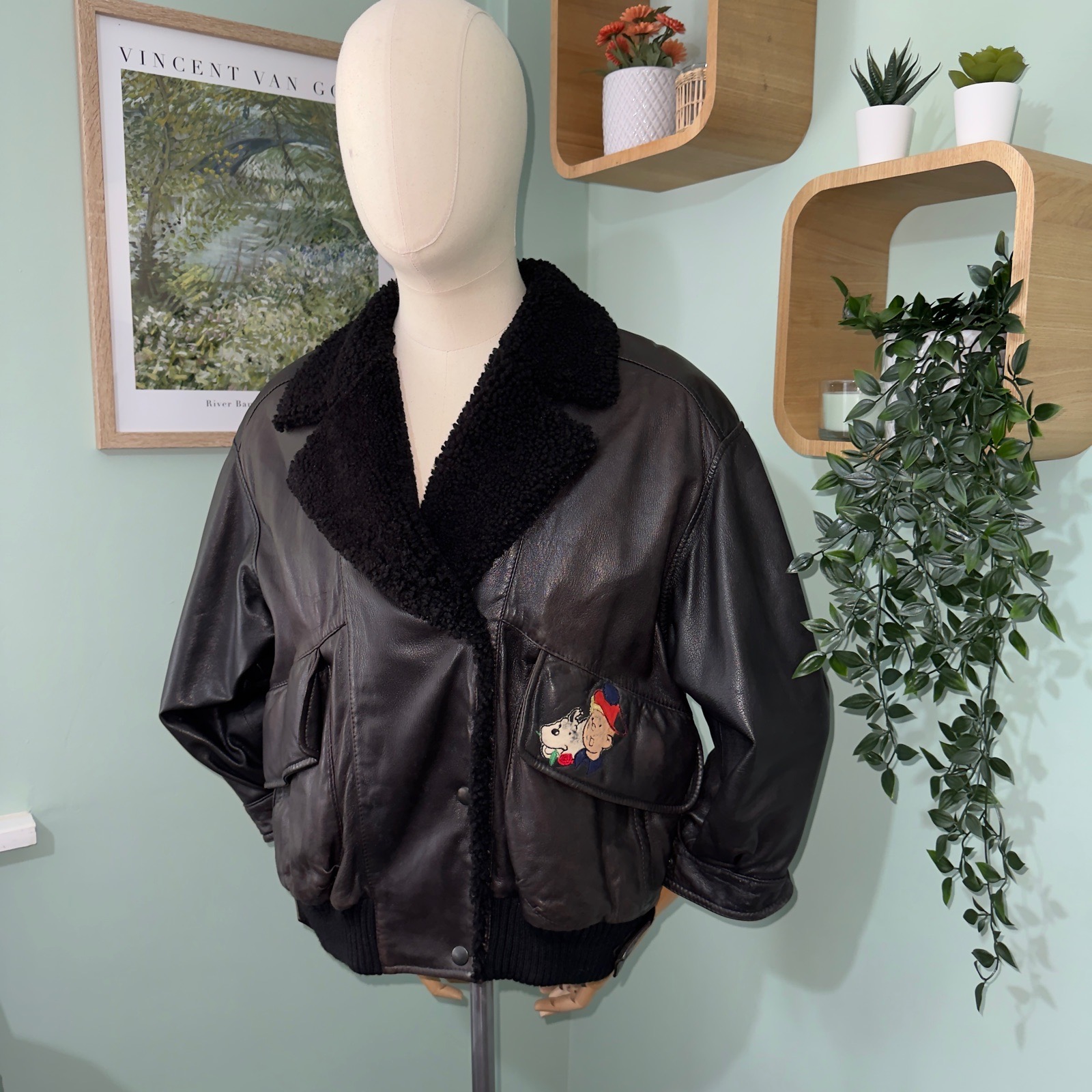 Iceberg Leather Bomber Jacket Size 40 M Made In Italy Vintage Tintin