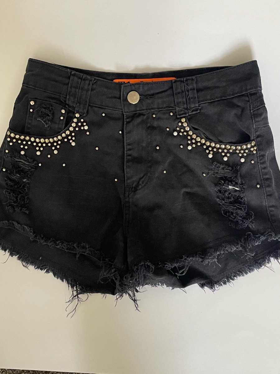 Y2K Denim Black studded Shorts