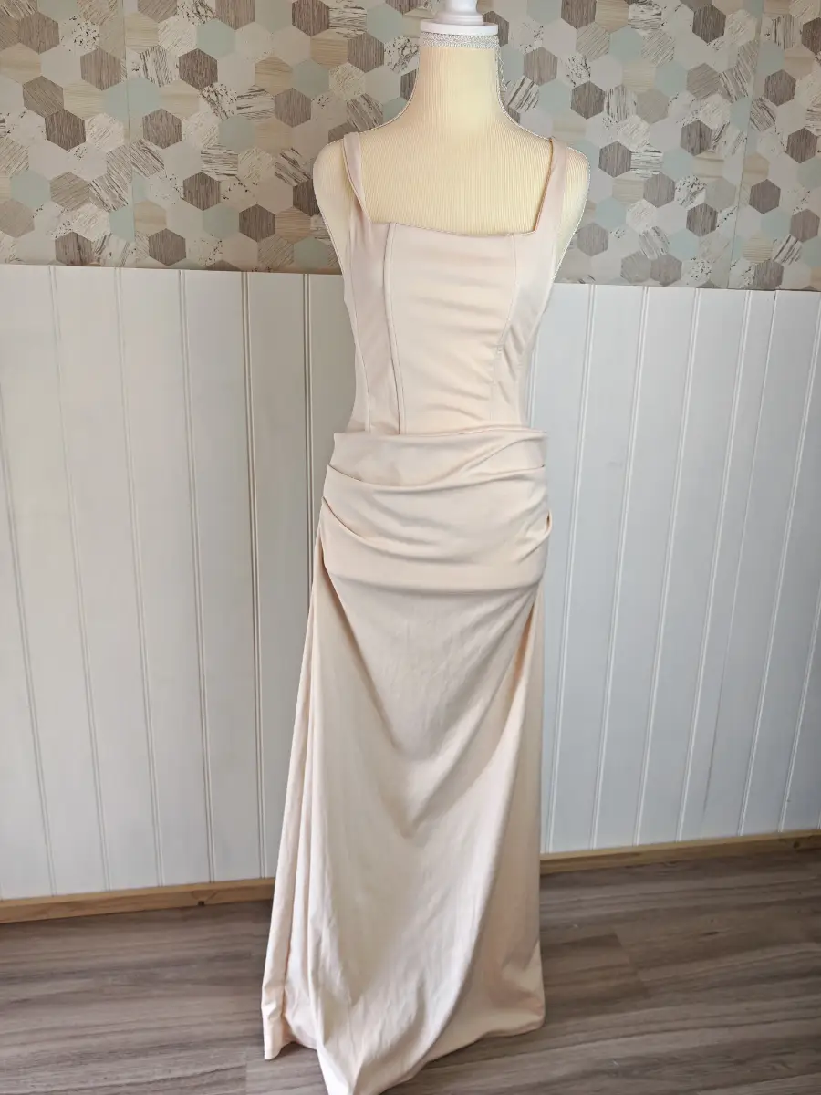 Shein Elegant Sexy Party Knit Fabric Pleated Ruffle Backless Dress | Size M