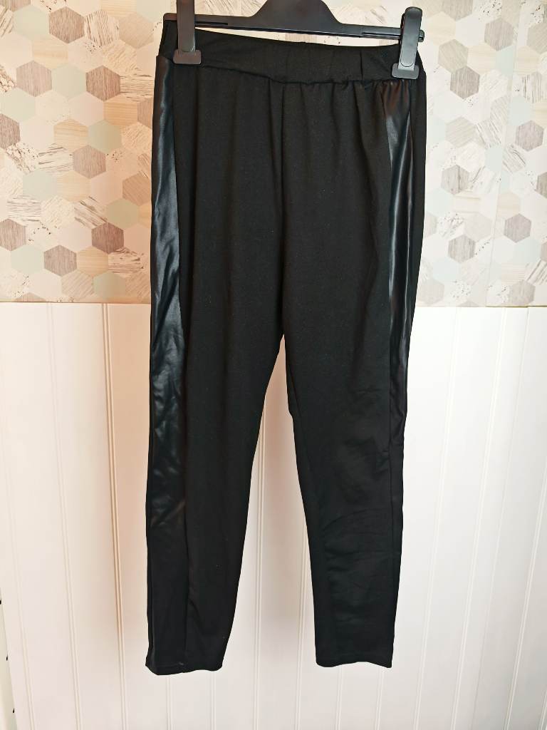 Shein SXY Solid PU Leather Leggings in black colour | Size M