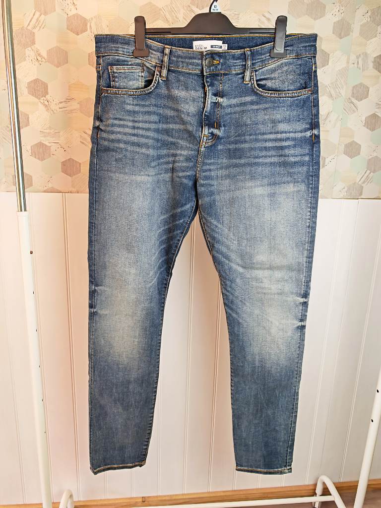 Easy Blue Denim Jeans - Skinny, Cotton| Size 36 x 34