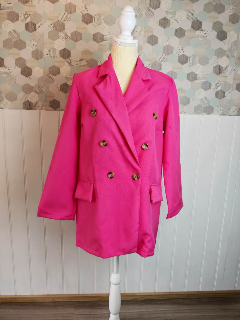Pretty Little Thing Hot Pink Double-Breasted Blazer