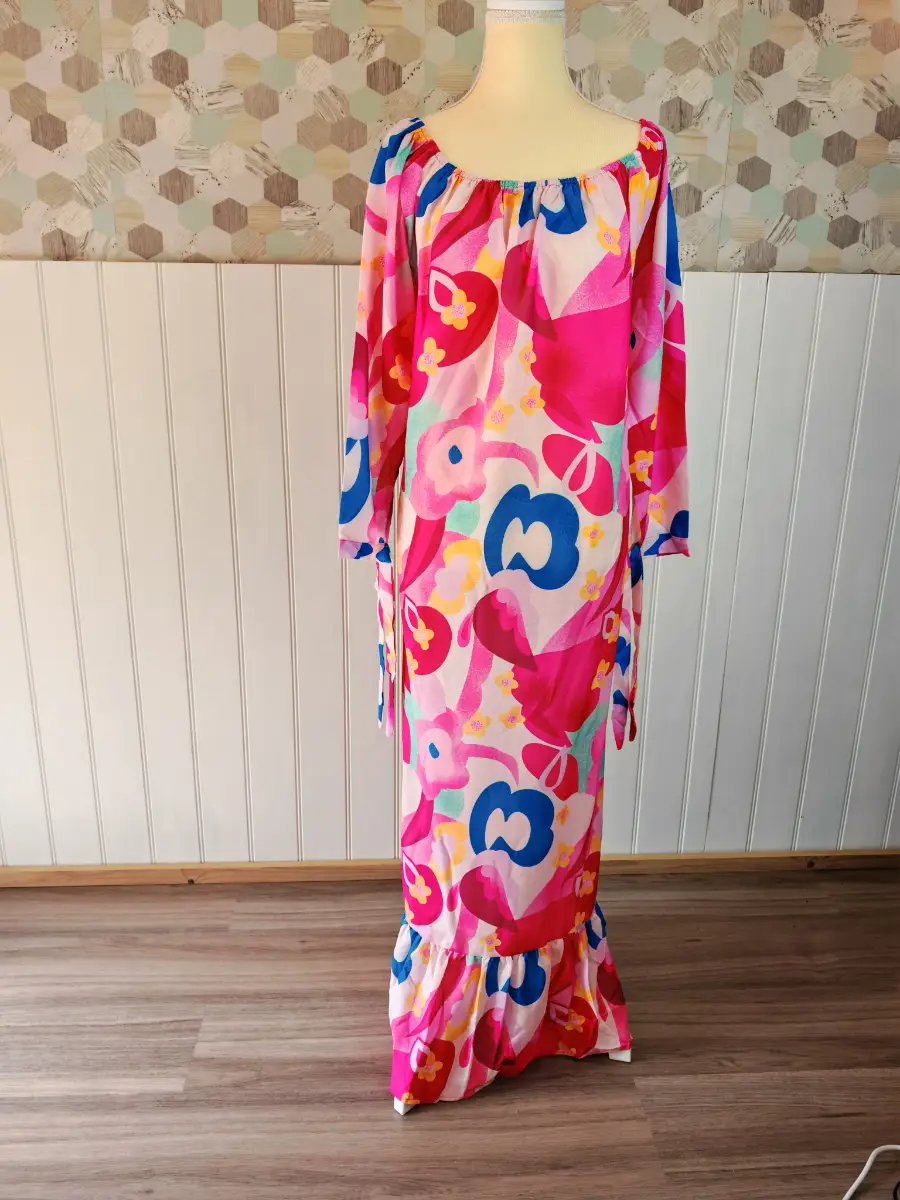 Plus Size  Floor-Length Dress with Ruffled Collar and Flare Long Sleeves for Winter Wedding