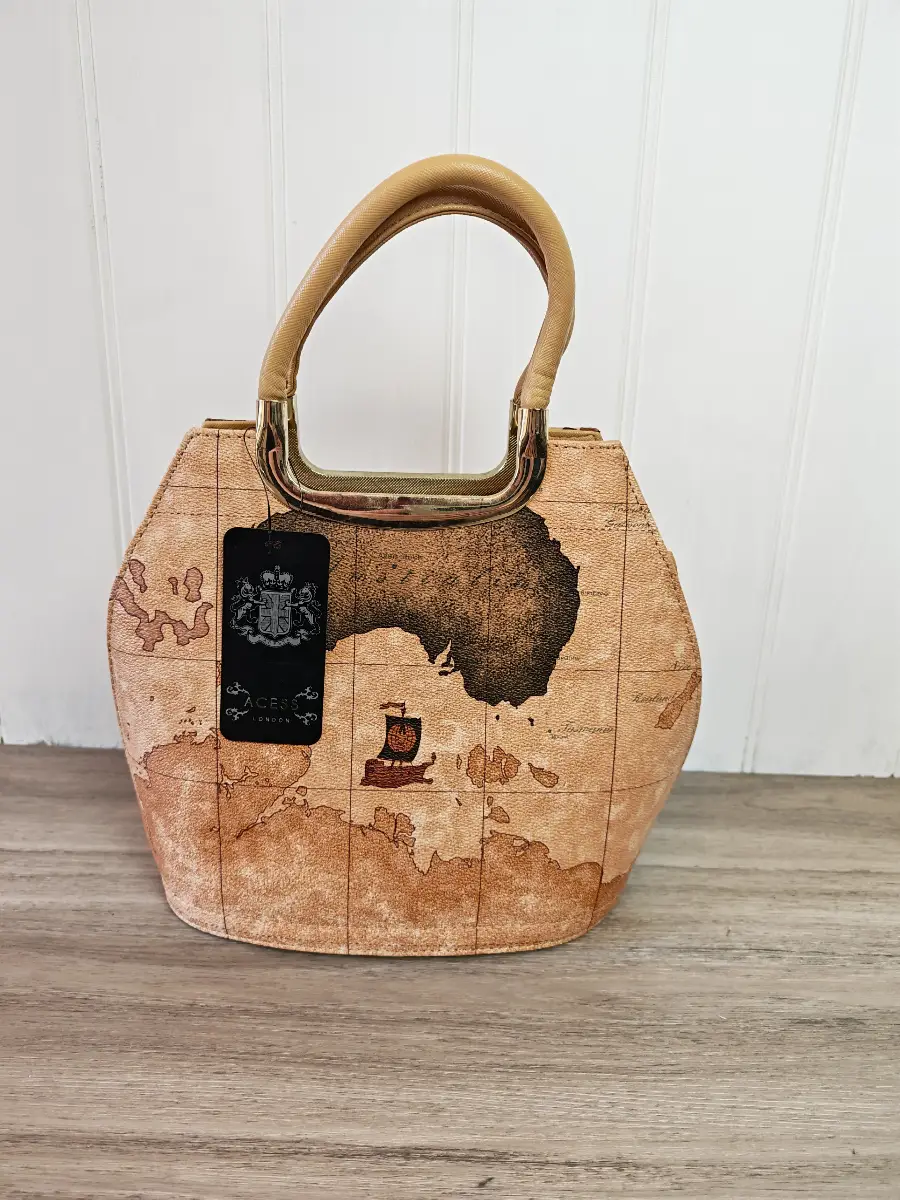 Acess London tote bag featuring a prominent vintage map print