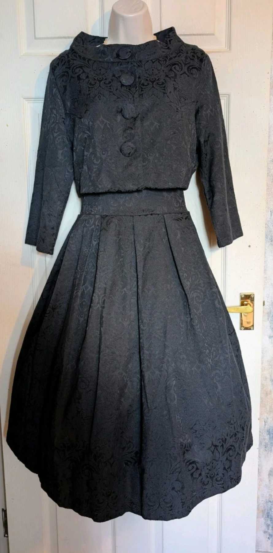 Lindy Bop Black Marianne Retro 50s style full flare dress & Jacket sz 12