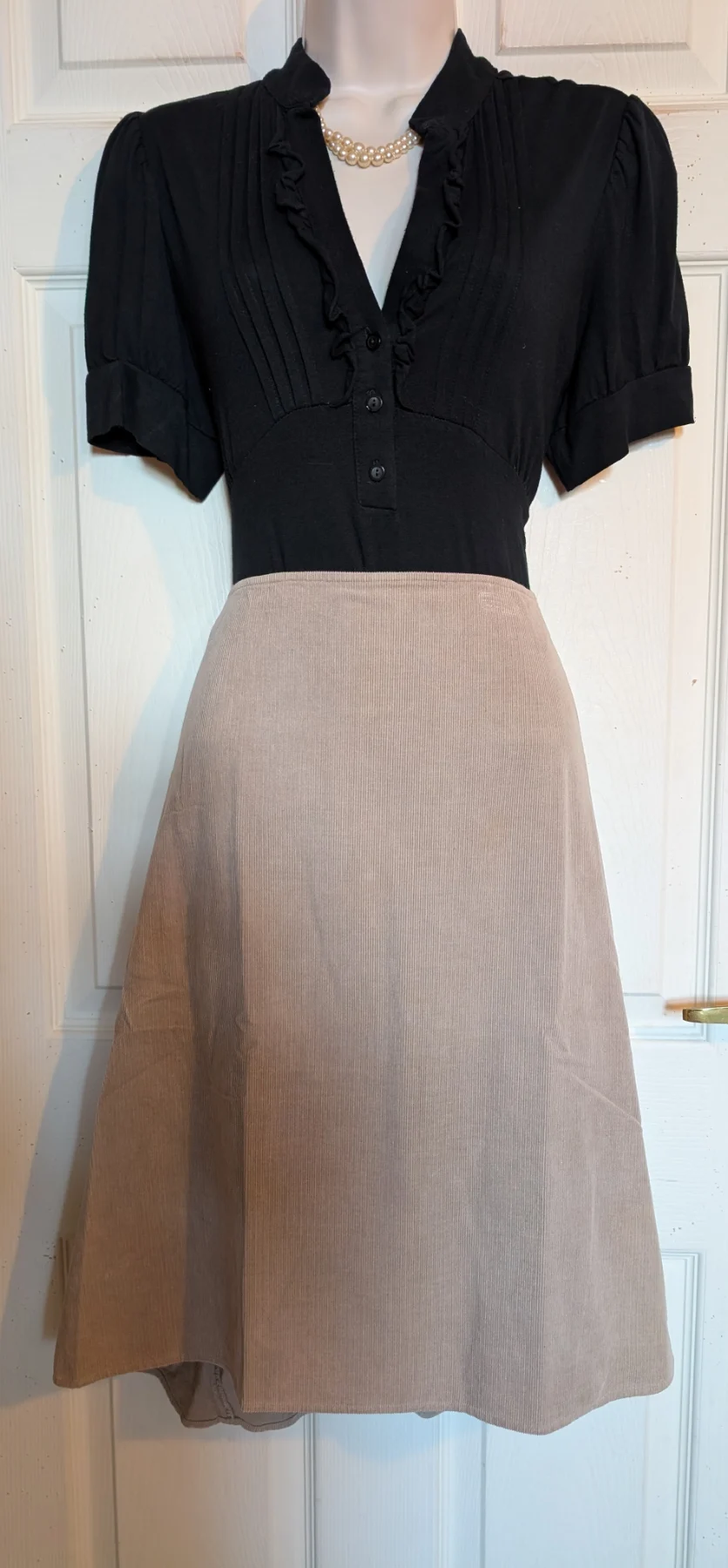 Vintage Y2K Corduroy Marilyn Anselm/Hobbs Ruched Back Knee Length Skirt Sz 12