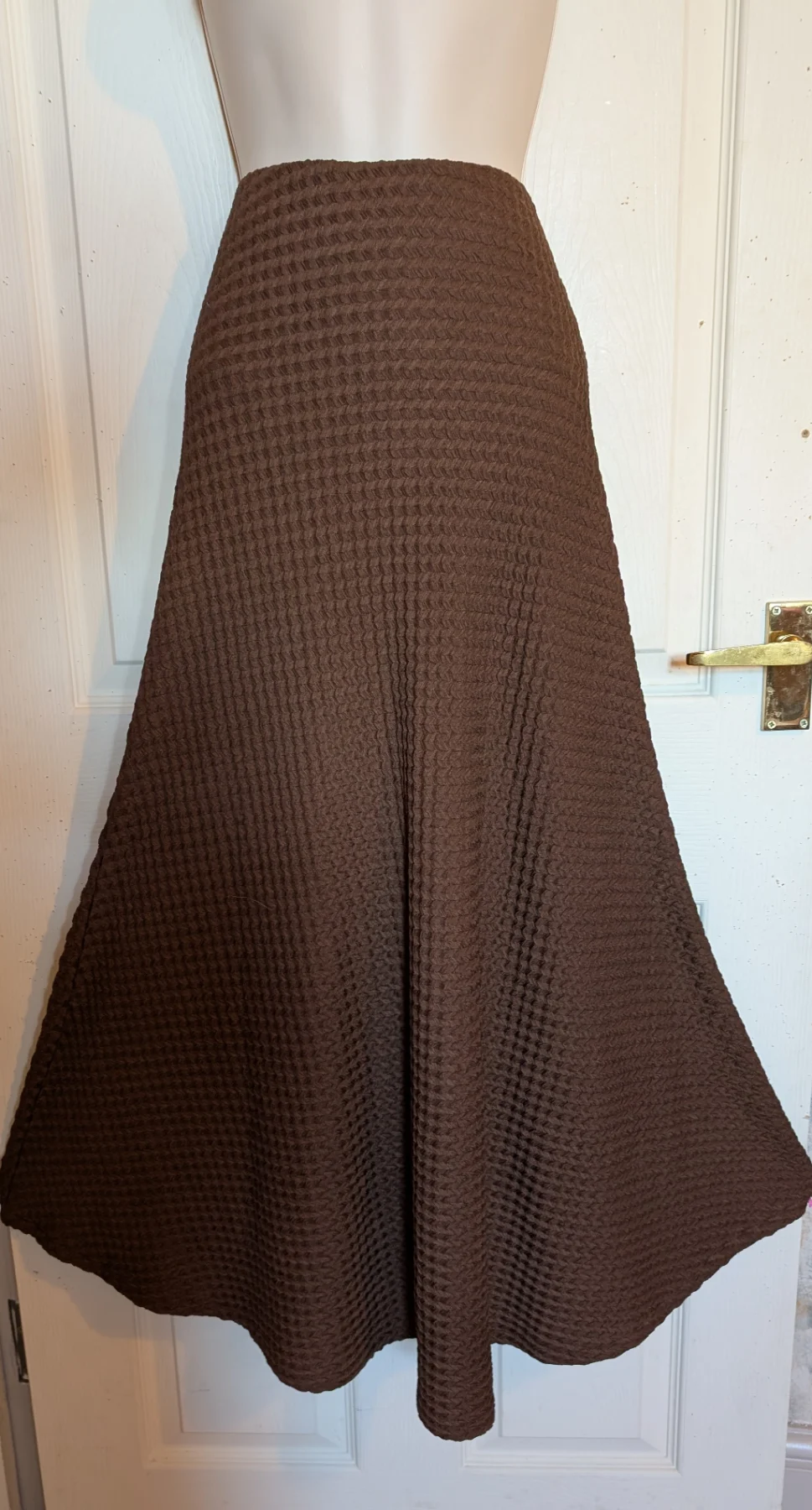 Boho 70s style stretch waffle fabric maxi skirt sz 16 Autumn/Winter wear