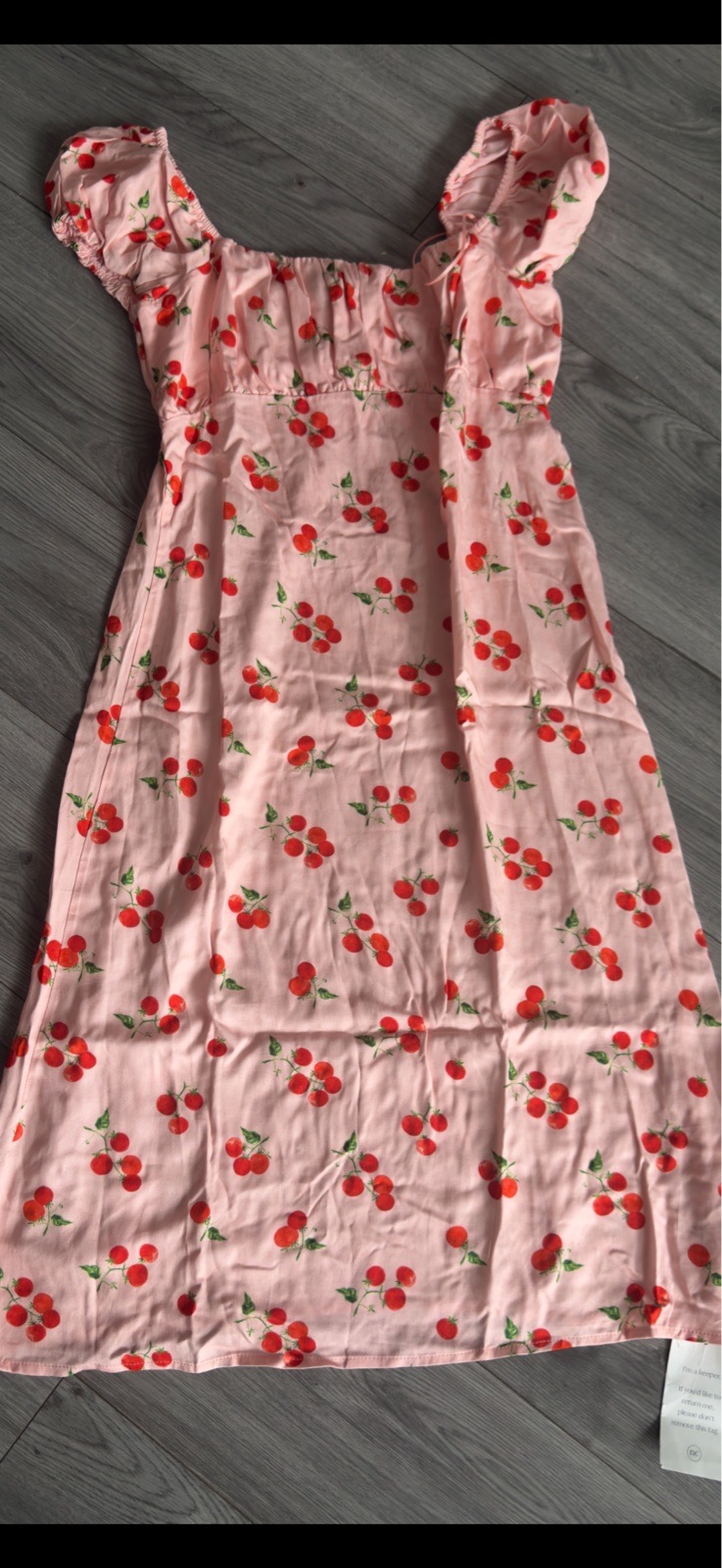 Nobody’s Child Pink Cherry Milkmaid Midi Dress Size 14