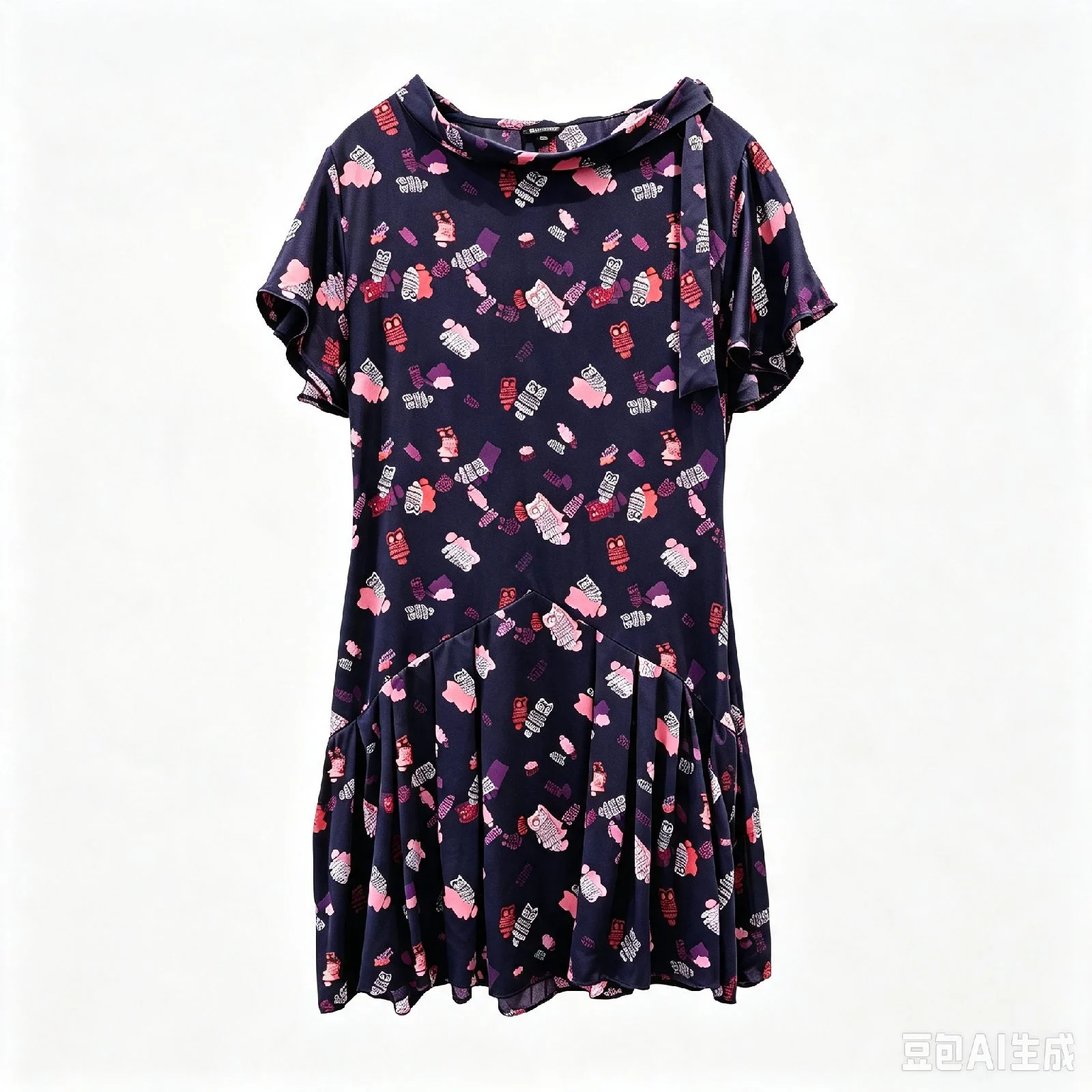 GF FERRÉ Italy Vintage 100% Silk Cartoon Print Mini Dress UK 6 Designer