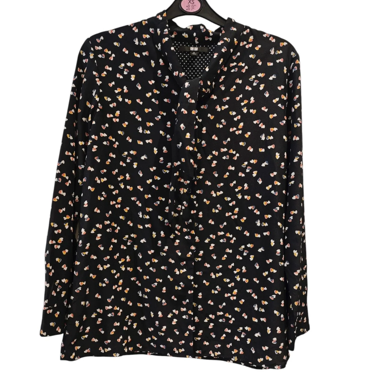 Uniqlo Black Multicoloured Heart Print Shirt UK 8–10