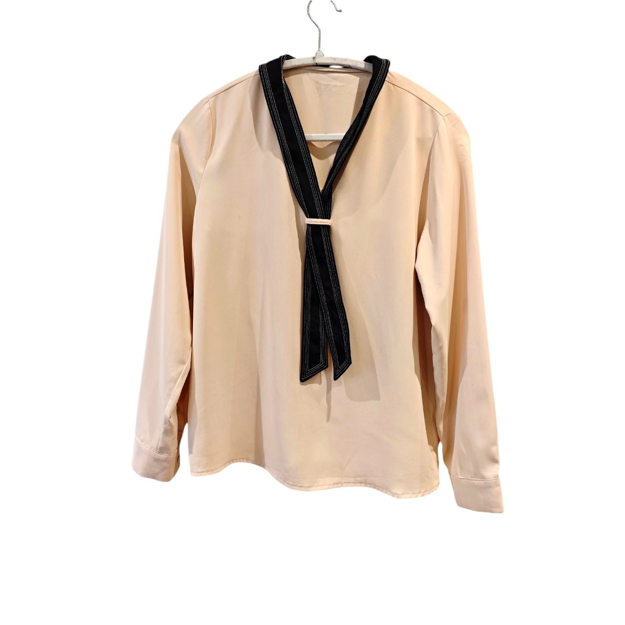 Vintage Cream & Black Sailor Collar Blouse UK 8-10