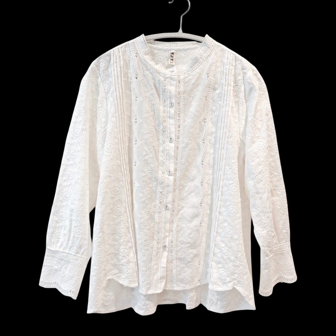 Pure Cotton White Embroidered Lace Blouse UK 10-12 Romantic Boho Top New