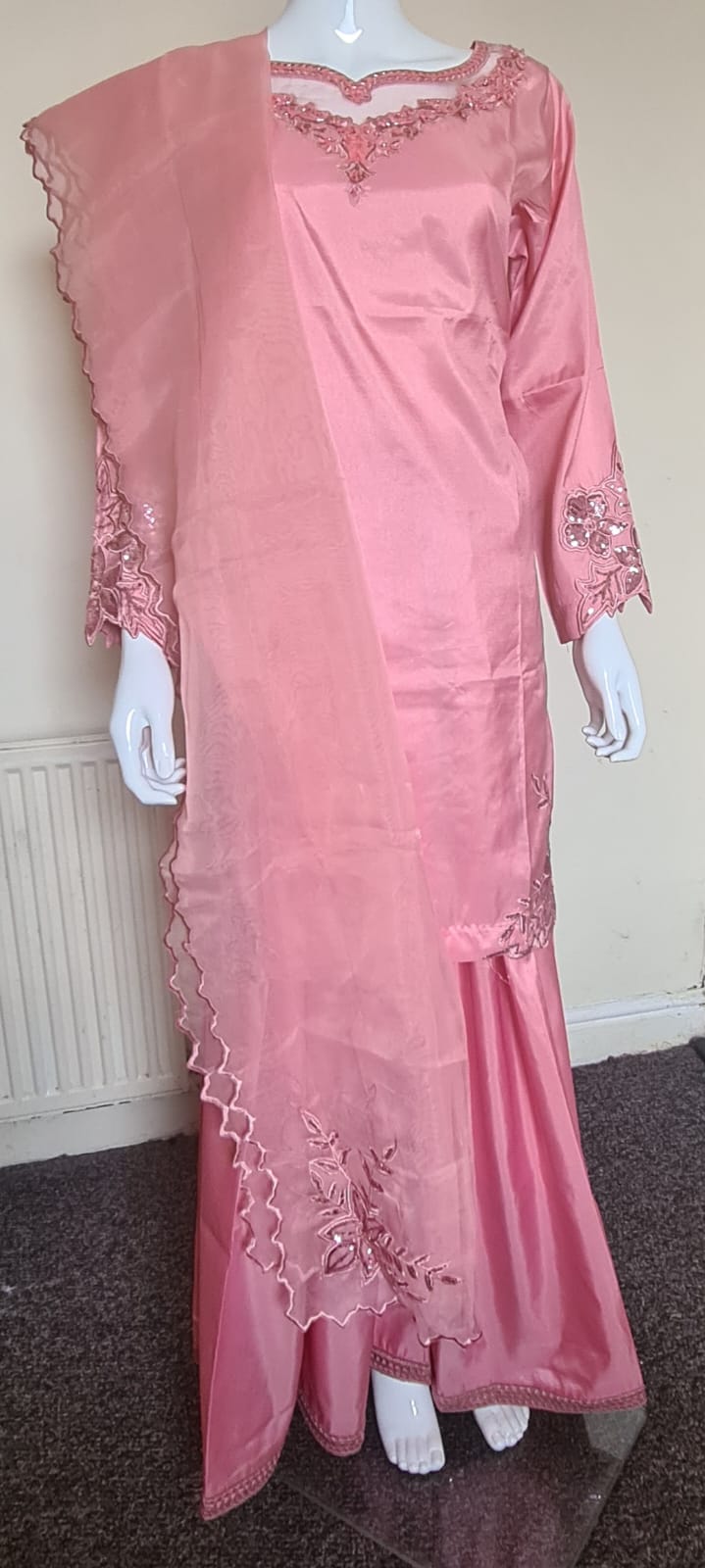 Pink Stitched Suit with Plazo Pants