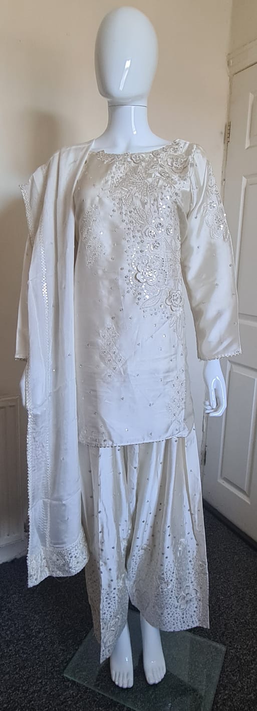 3 Piece Silk Suit with Farshi Trousers