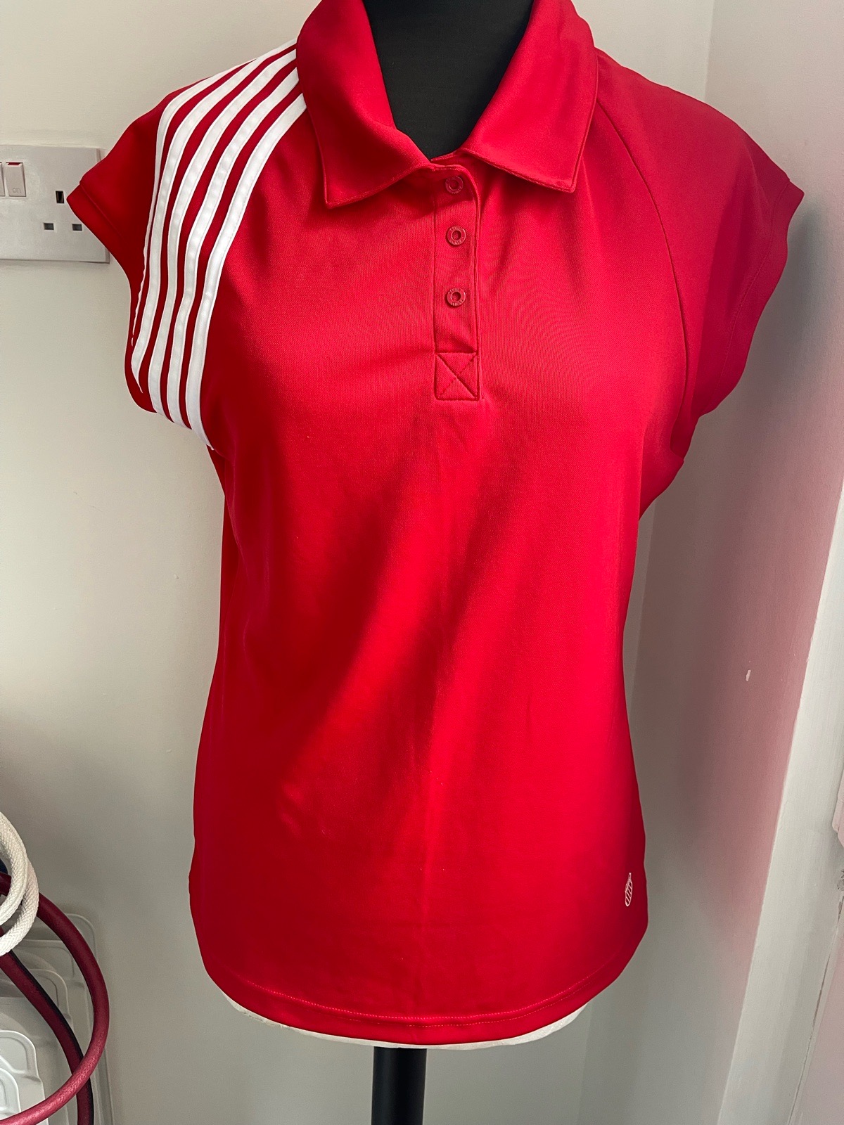 Retro K Swiss Red ladies padel tennis top, polo shirt size 16