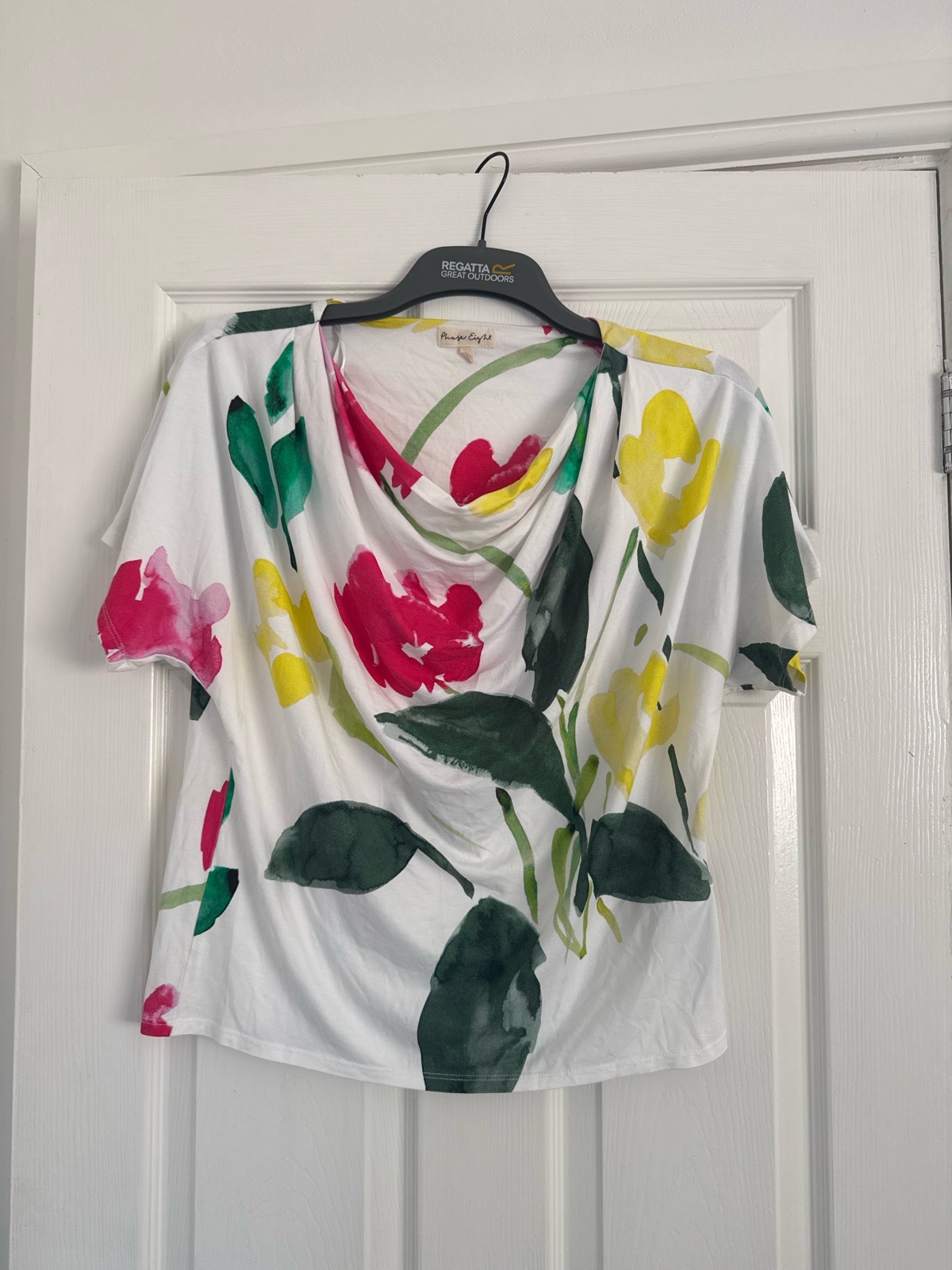 Womens phase eight raisa floral cowl neck short sleeved top size 12
