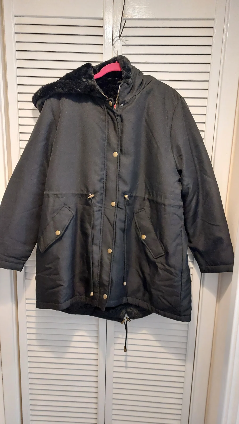 Black Parka Style Jacket, Size 16.