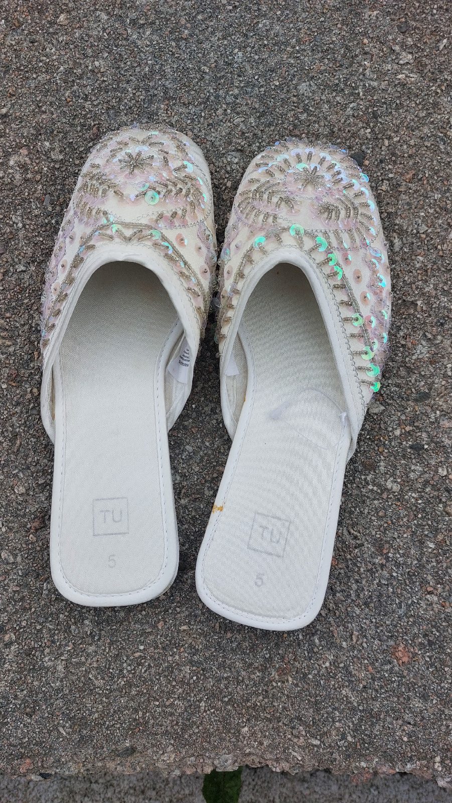Sequin Slip-on Mules, Size 5uk