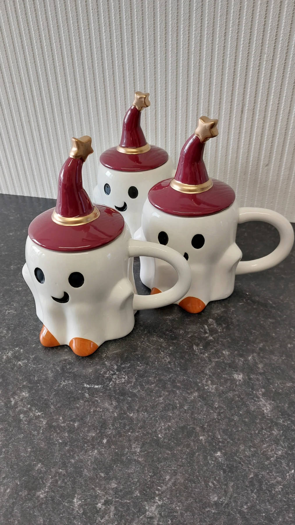 Ghost Shaped Halloween Mugs, Set of 3 👻