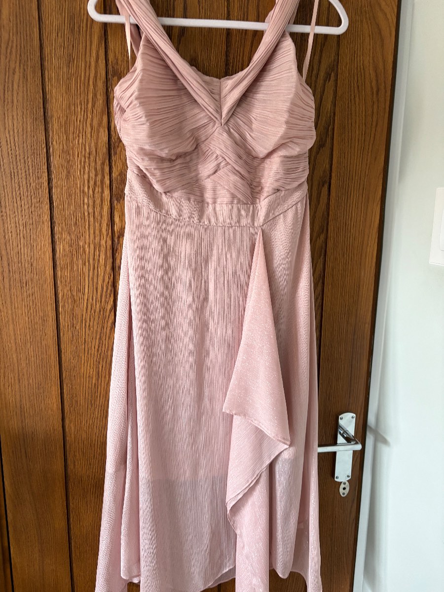 Ted Baker Pink Edenio Bardot Midi Dress With Ruffle Skirt