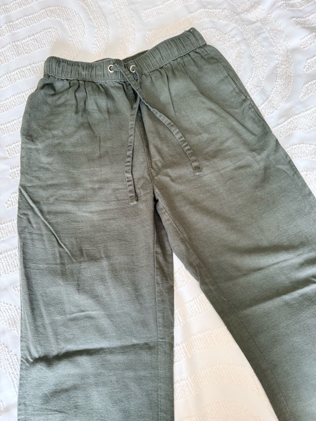 F&F Khaki Linen Rich Wide Leg Trousers – Size 6
