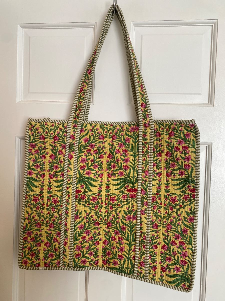 Hand printed tote bag