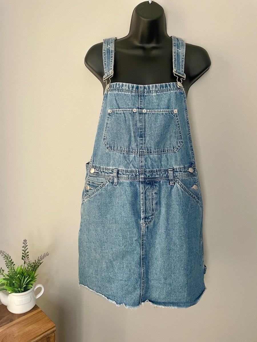 Asos Blue Denim Pinafore Dress Size 12