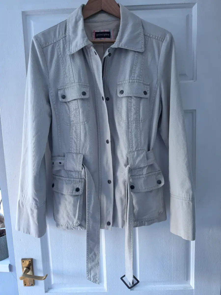 Principles Beige Utility Jacket | UK 14 | Belted Cargo Style