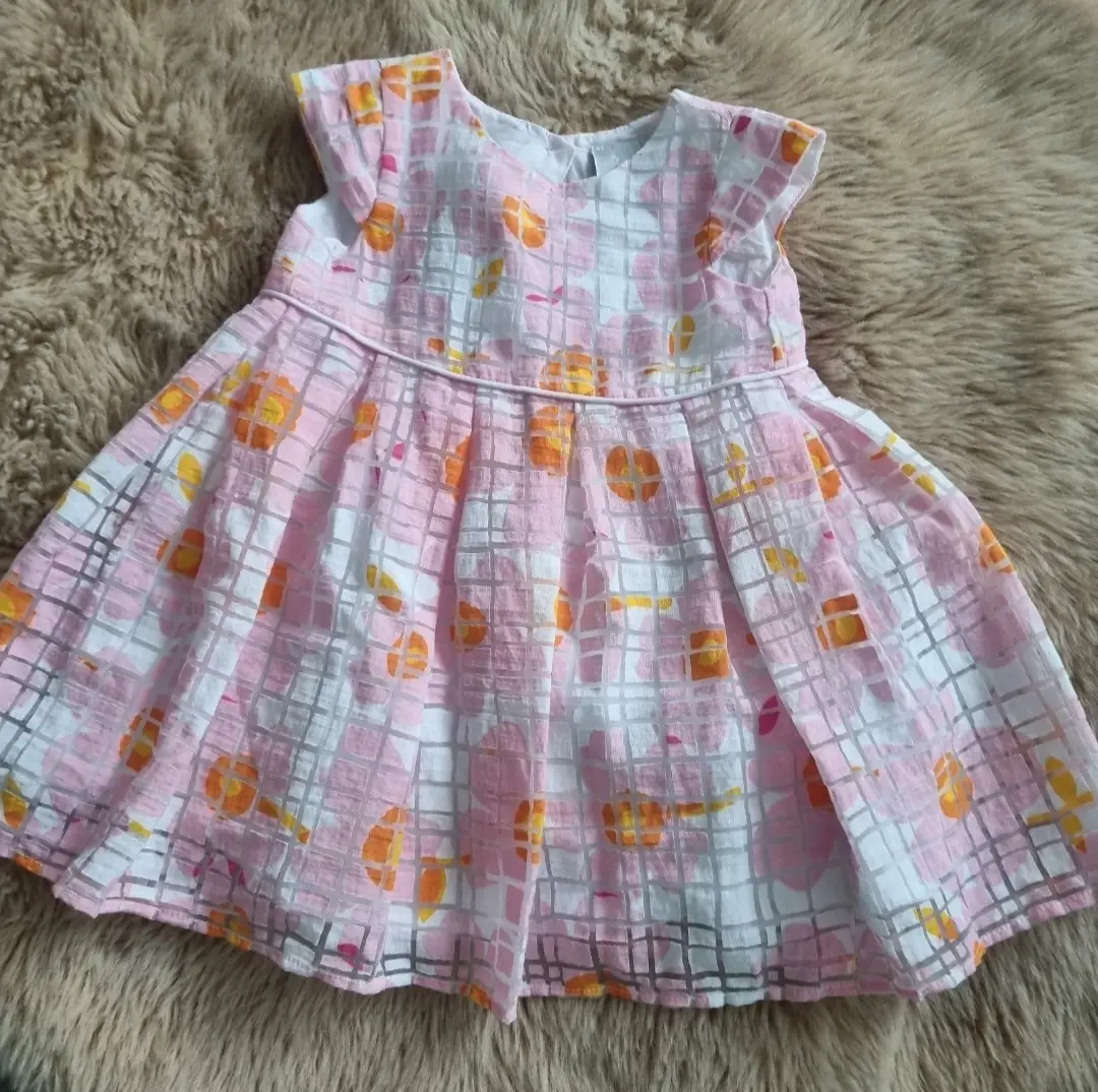 Jasper Conran Junior Pink Grid Floral Dress | 6-9 Months | Baby Girl