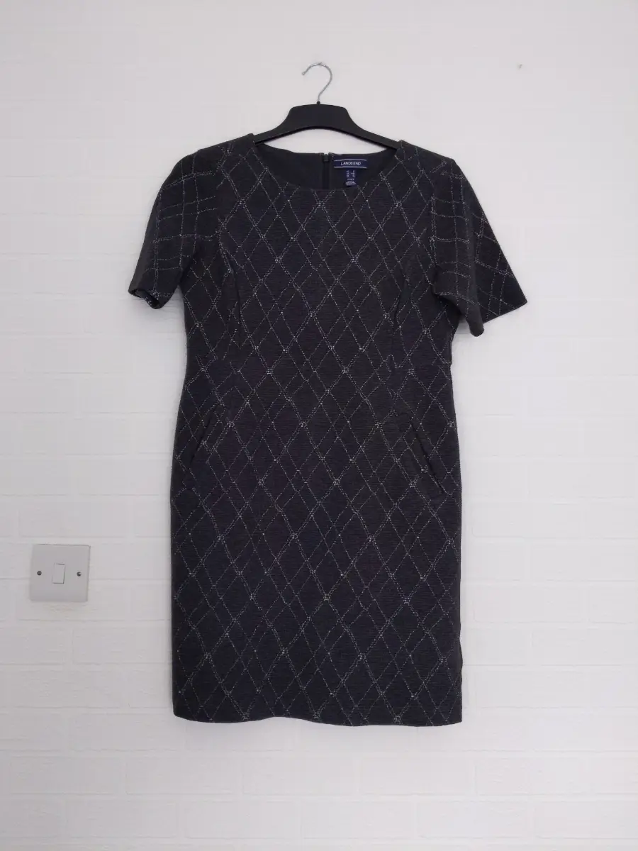 Landsend Grey Tailored Dress Size 14 / 16 Petite Front Pockets