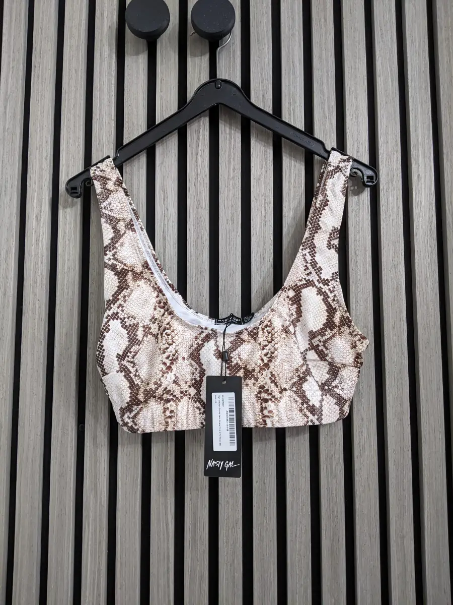 New Nasty Gal Scoop Neck Snake Print Bikini Top Size 10