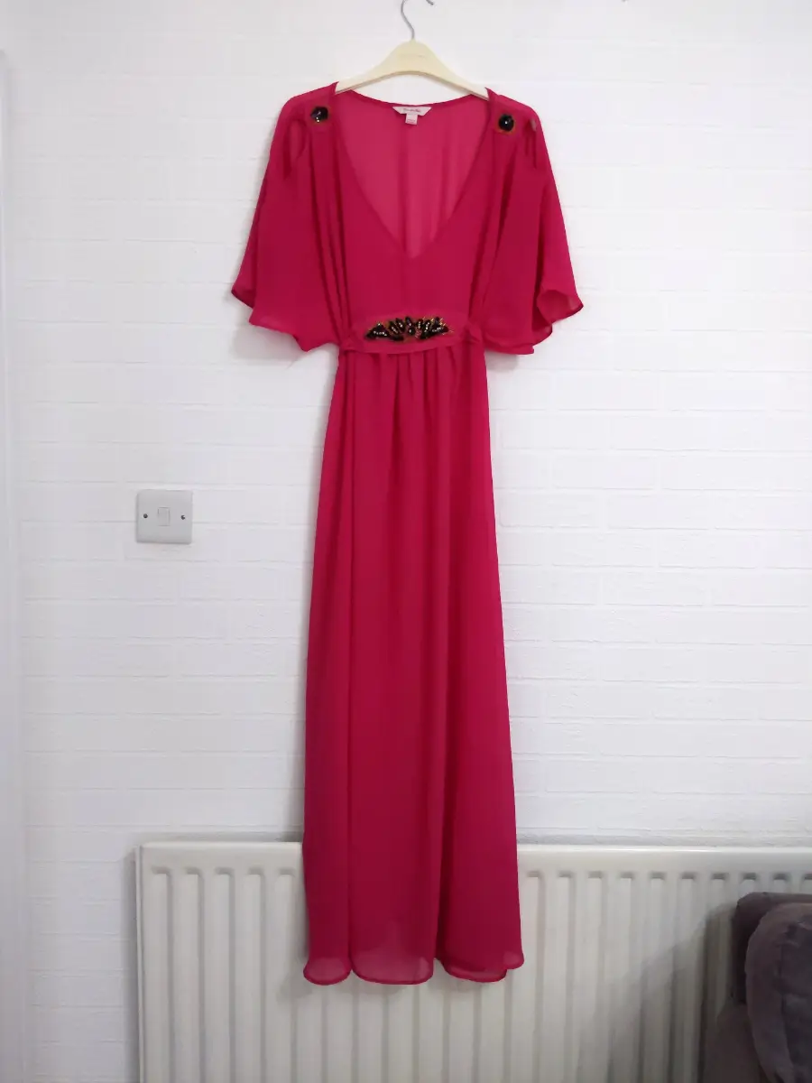Simply Be Pink Chiffon Dress Size 16 / 44 Party Sheer Embellished Occasion
