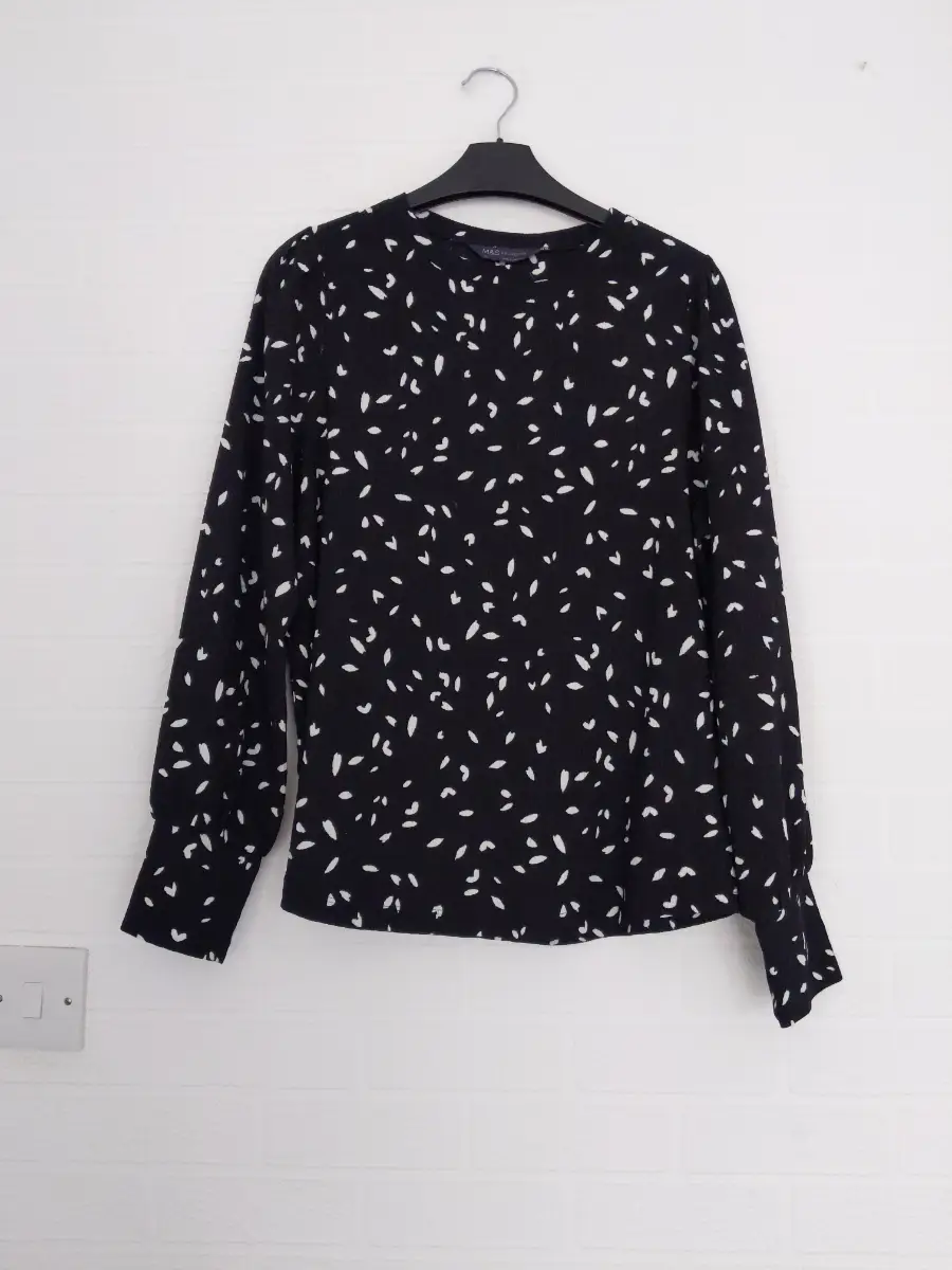 M&S collection Stylish Blouse Size 12 Black and White