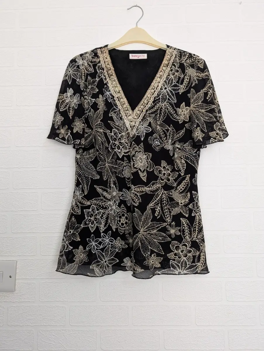 Bonmarche Blouse Size 16 Sequined V-neck Party Occasion