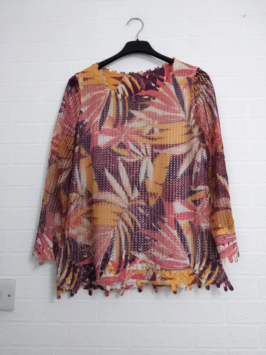 Beautiful Mesh Overlay Summer Top Size M