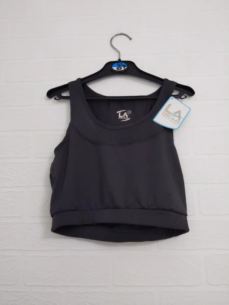 New LA Gear crop Bra Top Size 12 Charcoal