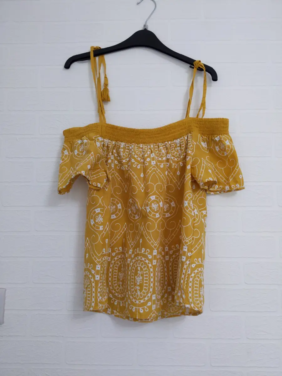 Falmer Heritage Summer Blouse Size 10 Gold / Mustard Embroidered Holiday