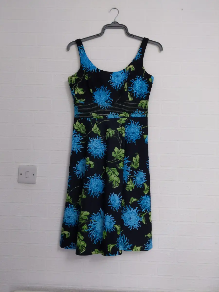 Donna Ricco New York Dress Size 6 / UK 10 Black Blue Fit & Flare