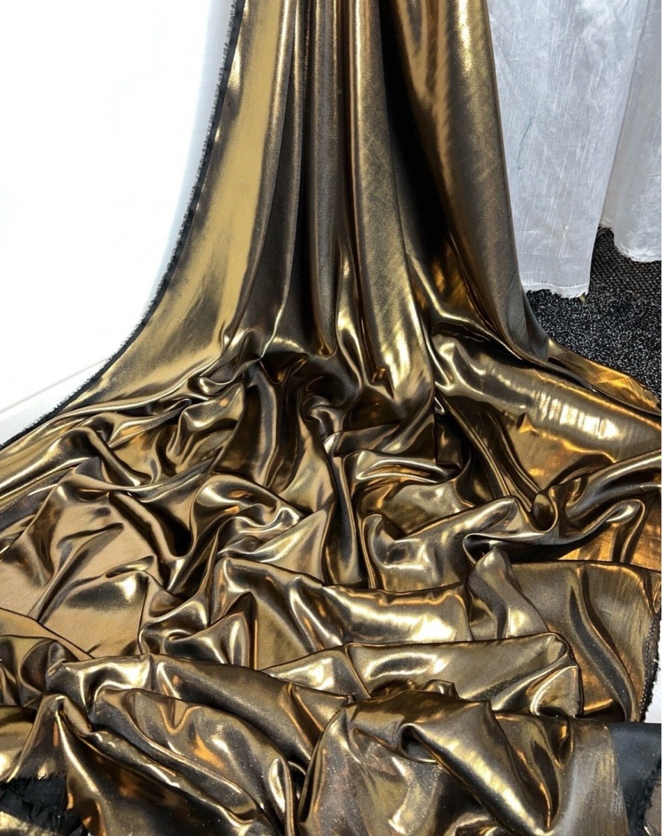 5 meter two tone black/gold shimmer satin fabric 58” wide