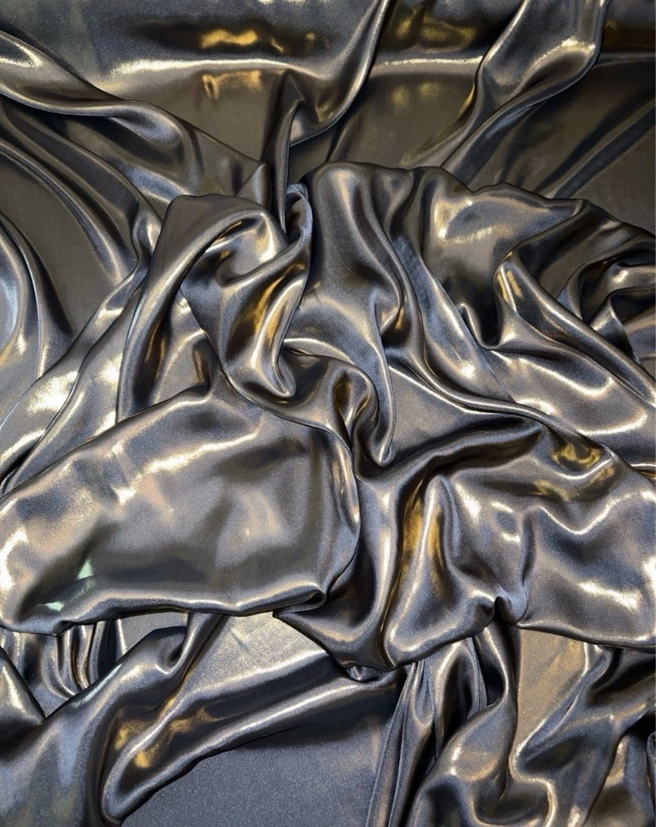 5 meter grey/gold shimmer satin fabric 58” wide